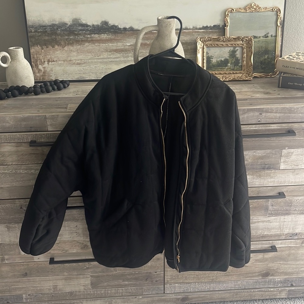 Black Quilted Zip Up